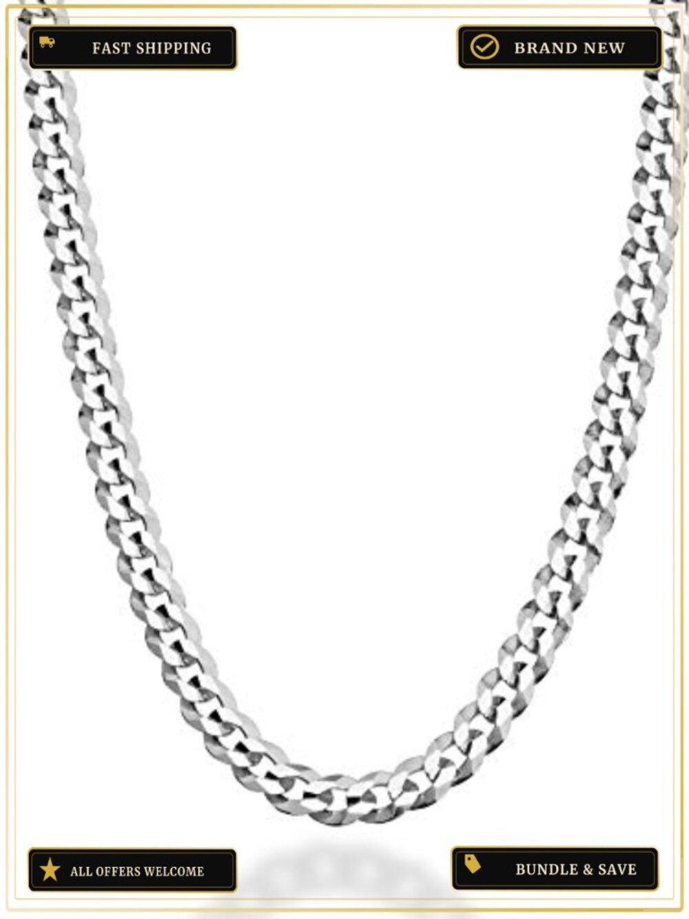 Sterling Silver 925 Cuban Link Chain Necklace